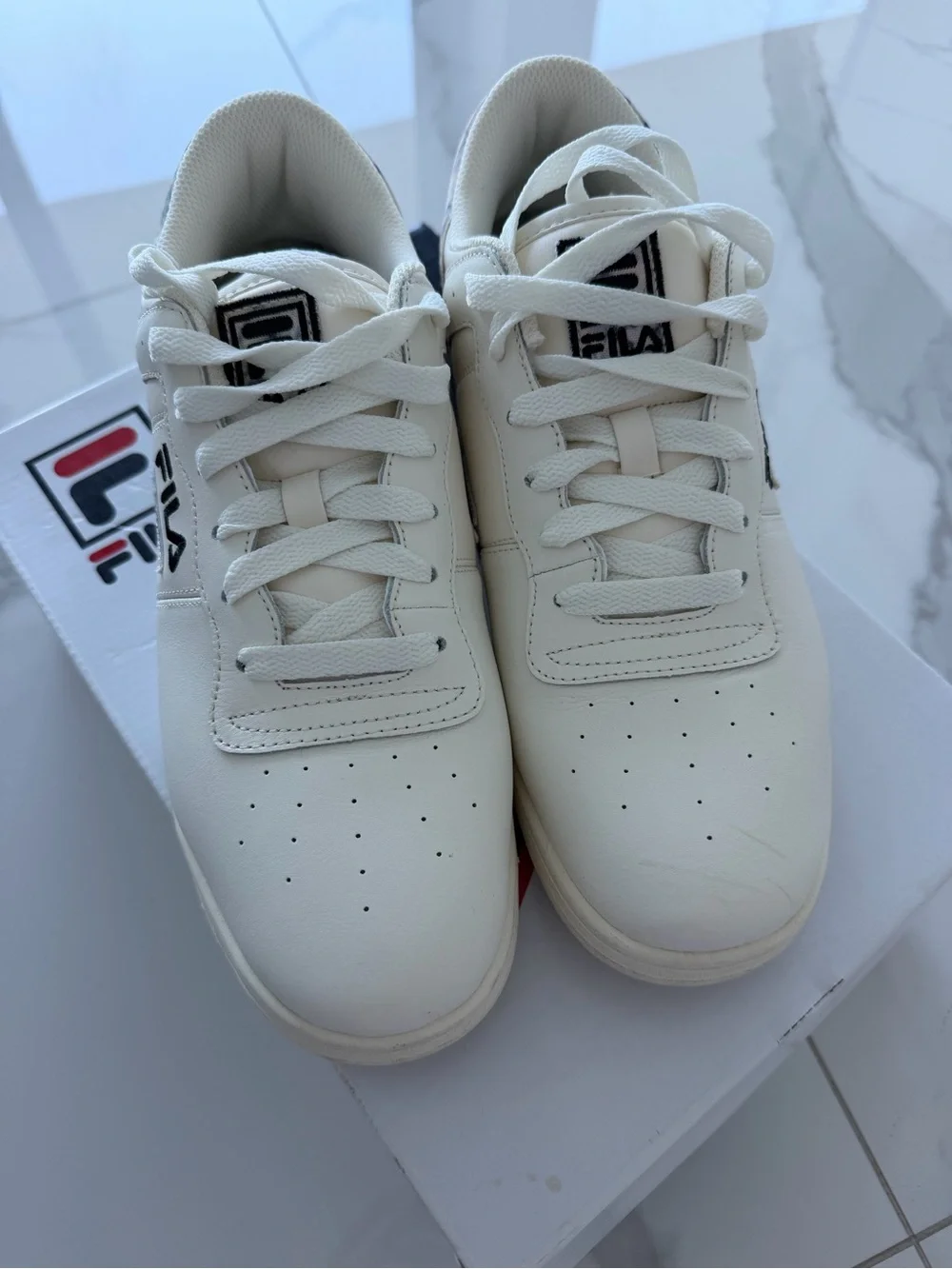 FILA Men’s White Sneakers with Marble Accent